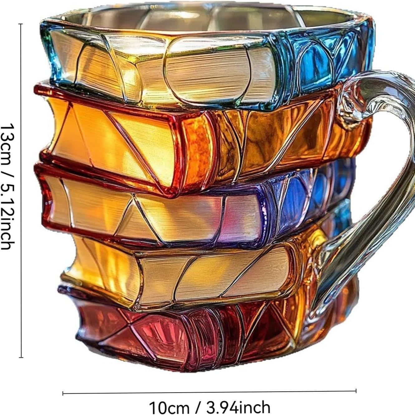 Handcrafted Painted Book Stack Coffee Cup
