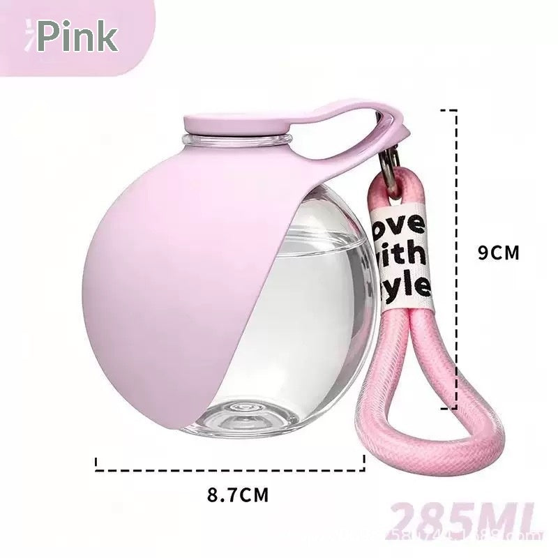 dog water bottle in pink colors