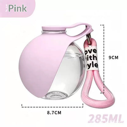 dog water bottle in pink colors