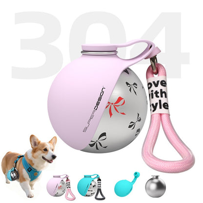 2-in-1 stainless steel dog travel water bottle